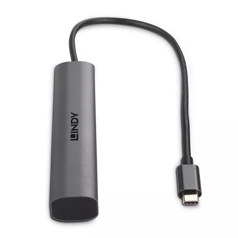 Lindy 43385 USB-keskitin USB Type-C 10000 Mbit/s, harmaa
