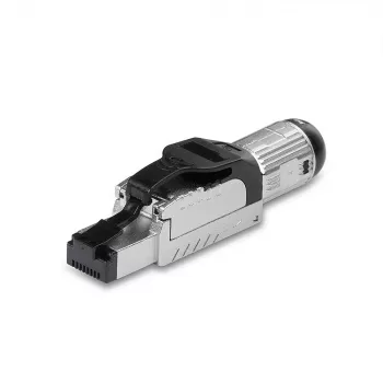 Lindy RJ-45 Cat.6/6A työkaluton kenttäasennusliitin, RJ45, musta, hopea, metalli, CE, REACH, RoHS, UKCA, 240 g, 133 mm