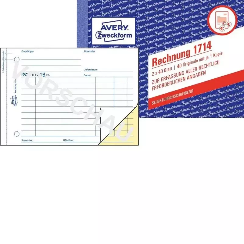 Kirjanpitolomake/-kirja AVERY 1714 A6 40 sivua
