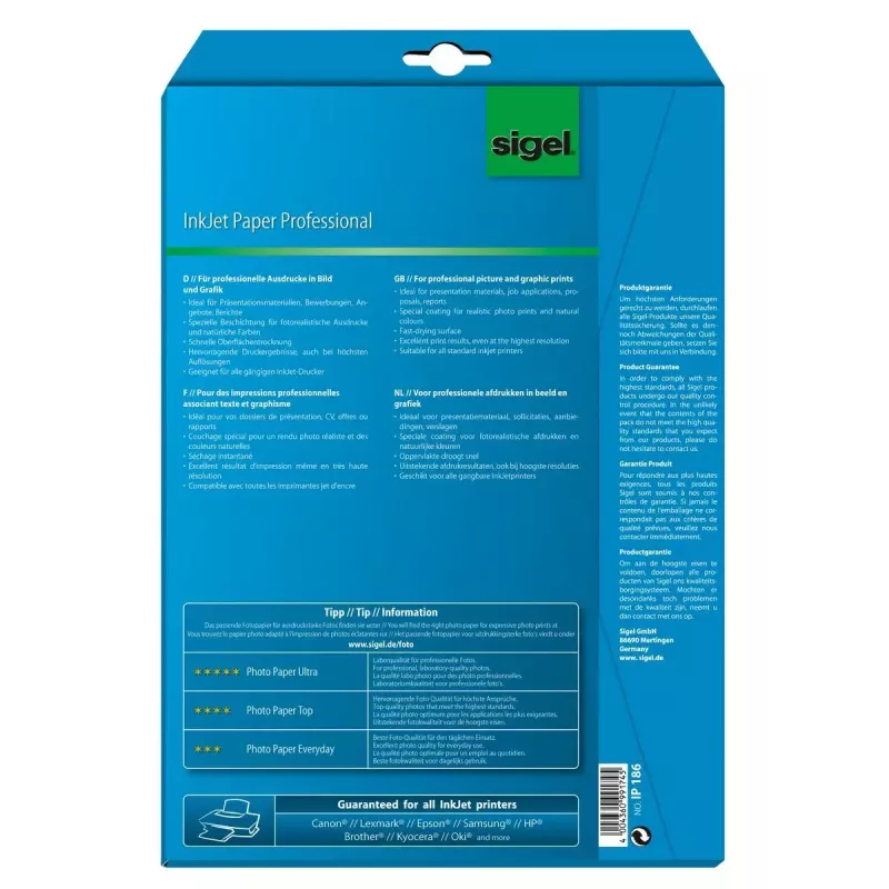 Tulostinpaperi A4 Sigel IP186 matta 25 arkkia valkoinen