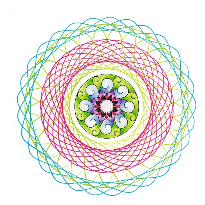 Lasten spirografi Ravensburger 297740, mukana sapluuna ja 2 kynää, monivärinen, yli 6-vuotiaille lapsille