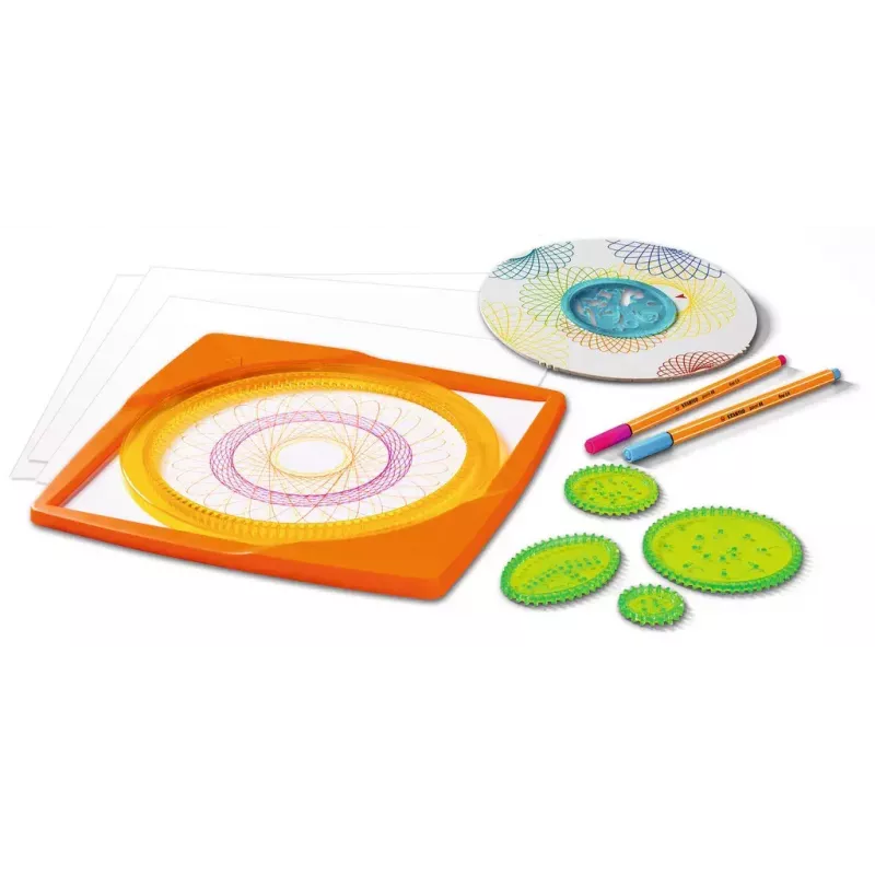 Lasten spirografi Ravensburger 297740, mukana sapluuna ja 2 kynää, monivärinen, yli 6-vuotiaille lapsille