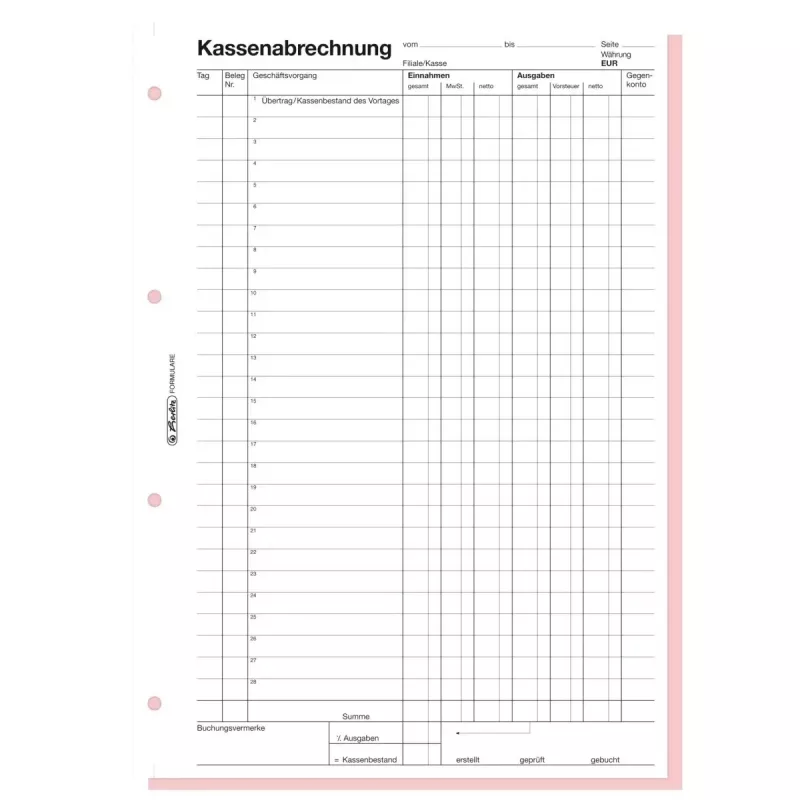 Kirjanpitolomakekirja Herlitz 882415 A4 100 sivua