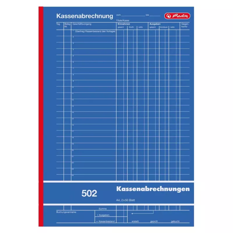 Kirjanpitolomakekirja Herlitz 882415 A4 100 sivua