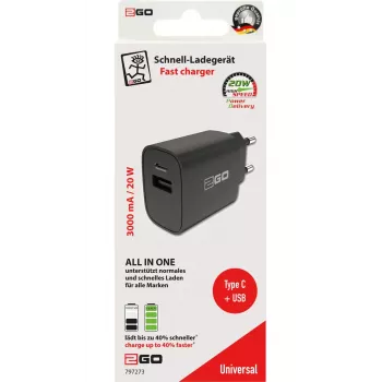 Mobiililaturi 2GO 797273 universaali musta AC-pikalataus
