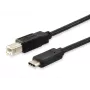 Equip USB 2.0 Type-C - Type-B -kaapeli, 1 m, USB B, USB C, USB 2.0, uros/uros, musta
