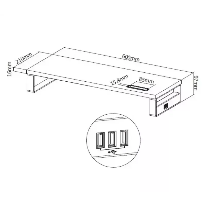 Equip 650881 pöytänäytön jalusta USB:lla