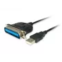 Equip USB-A - rinnakkaisliitäntä (Centronics 36) -sovitinkaapeli, 1,5 m, musta