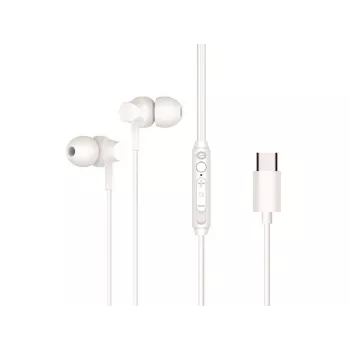 Johdollinen in-ear-kuulokemikrofoni CONCEPTRONIC BRENDAN03W – USB-C, 20–20000 Hz, 1,2 m kaapeli, valkoinen