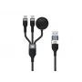 USB A - 2× USB-C 3-in-1 pikalataus- ja datakaapeli Conceptronic ETTA08B15 — 1,5 m, USB 2.0, 5 A, Apple Watch -laturi, 100 W E‑Mark
