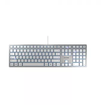 CHERRY KC 6000 ohut näppäimistö yleismalli USB US English hopea, valkoinen