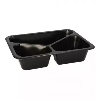Papstar 96554 kertakäyttöinen elintarvikeastia musta PET 227x178x45mm