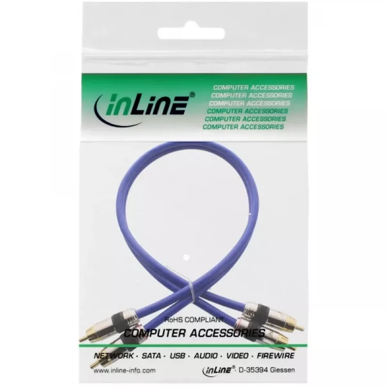 InLine Premium RCA-äänikaapeli 2x RCA pistoke/pistoke kullattu 2 m