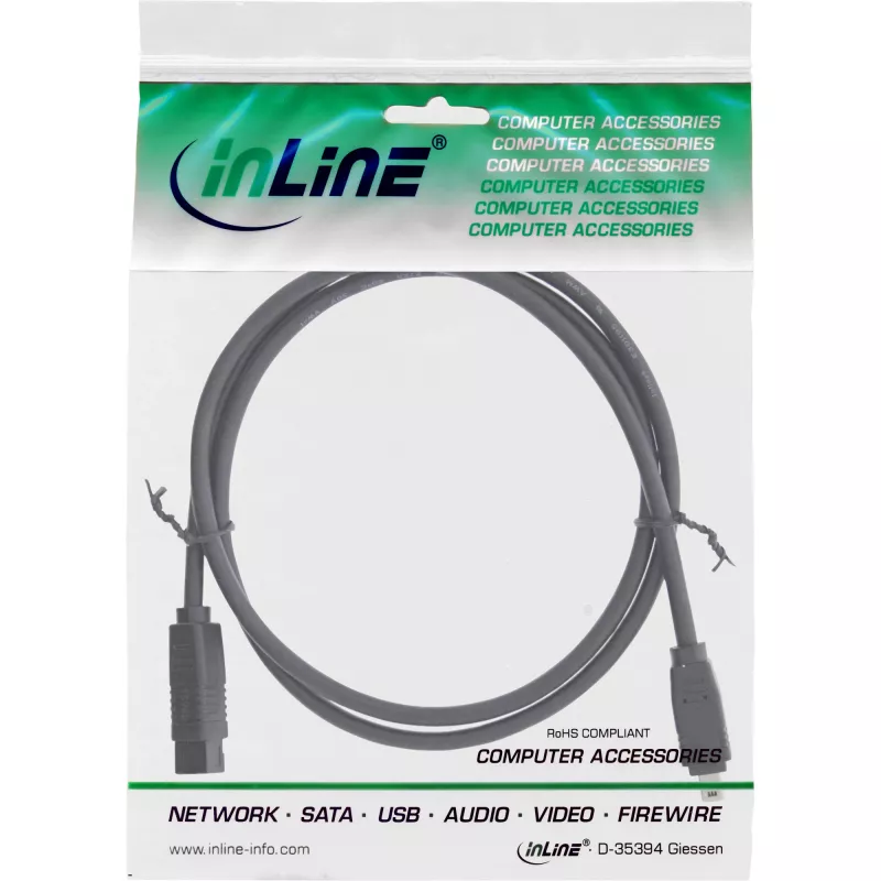 InLine FireWire 400 - 800 1394b kaapeli (4/9-pin pistoke, 1,8 m), musta