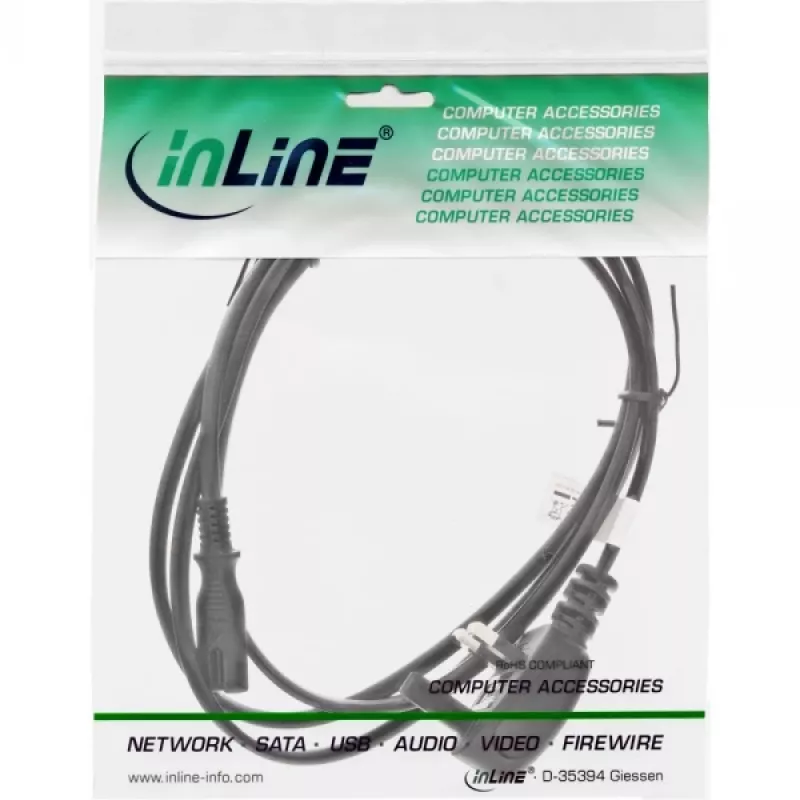 InLine virtakaapeli pistoke Englanti / Euro 8 liitäntä, 1,8 m, BS 1363, C7-liitäntä, 250 V, 2,5 A