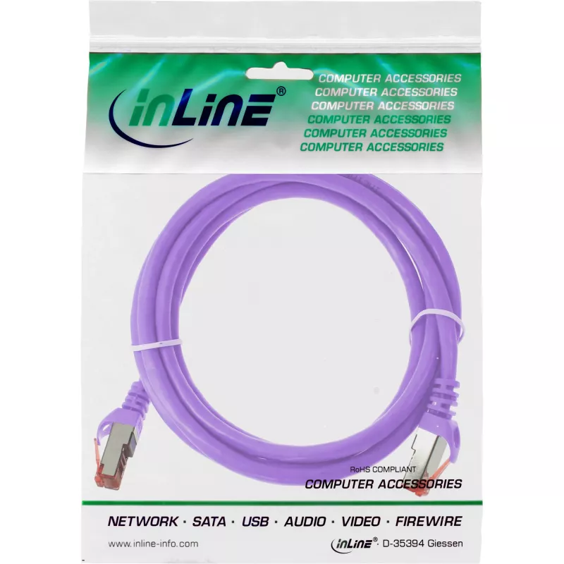 InLine patch-kaapeli S/FTP PiMF Cat.6 250MHz PVC kupari violetti 3m