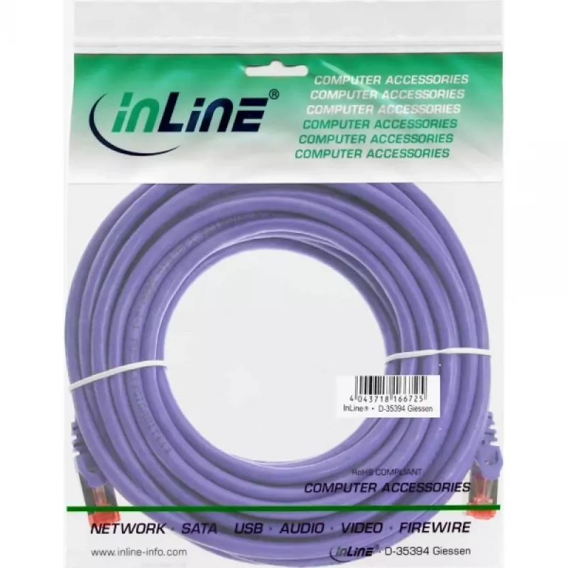 InLine patch-kaapeli S/FTP PiMF Cat.6 250MHz PVC kupari lila 7,5m