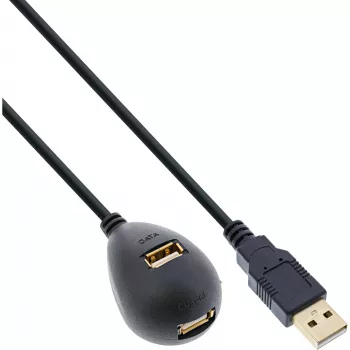 InLine USB 2.0 -kaapeli Type-A pistoke / liitäntä, jalustalla, musta, 2 m