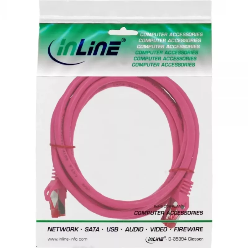 InLine patch-kaapeli S/FTP PiMF Cat.6 250MHz PVC kupari roosa 3m