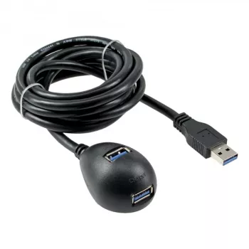 InLine USB 3.2 Gen.1 -kaapeli USB Type-A M / A F + virta, telineellä, musta, 2 m