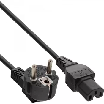 InLine virtajohto, CEE7/7 taivutettu - C15 suora, 3 x 1 mm², musta, 3 m