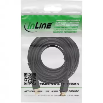 InLine USB 2.0 jatkokaapeli Type-A uros / naaras, kullattu, musta, 10 m