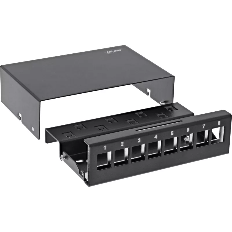 InLine pöytäkeskitinrasia 8x Keystone RJ45, metalli, musta RAL9005