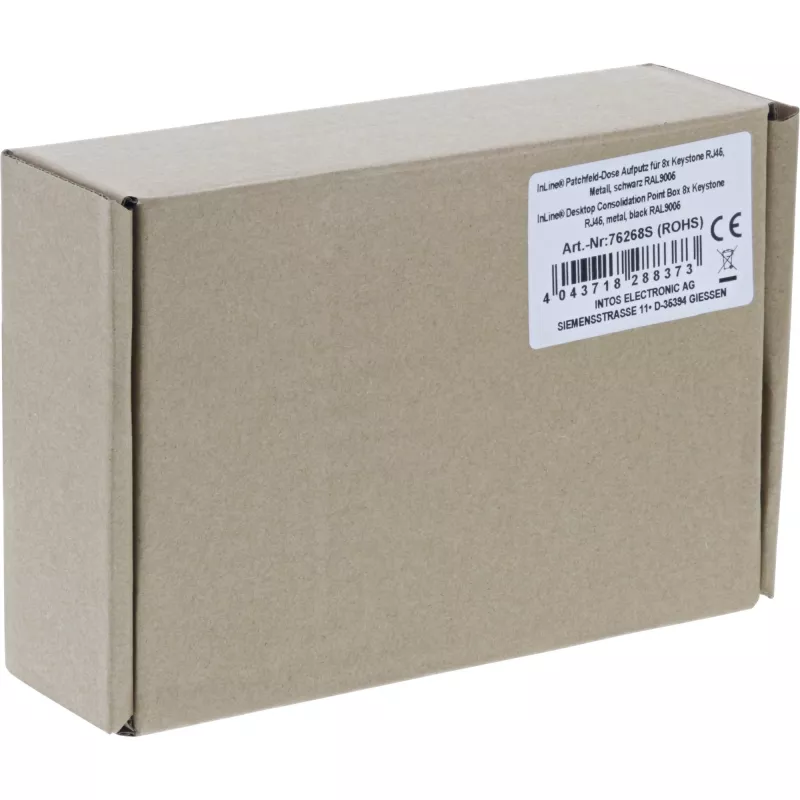 InLine pöytäkeskitinrasia 8x Keystone RJ45, metalli, musta RAL9005