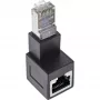 InLine verkkokaapeliadapteri Cat.6A, RJ45 uros / naaras, 90° alaspäin taivutettu
