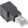 InLine verkkokaapeliadapteri Cat.6A, RJ45 uros / naaras, 90° alaspäin taivutettu