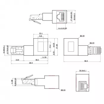 InLine verkkokaapeliadapteri Cat.6A, RJ45 uros/naaras, 90° vasemmalle taivutettu