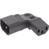InLine virtalähdeadapteri IEC 60320 C14/C13, vasen/oikea taivutettu, 3-napainen IEC-laite