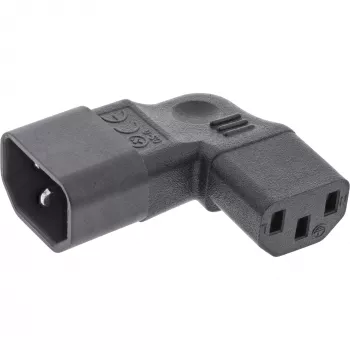 InLine virtalähdeadapteri IEC 60320 C14/C13, vasen/oikea taivutettu, 3-napainen IEC-laite