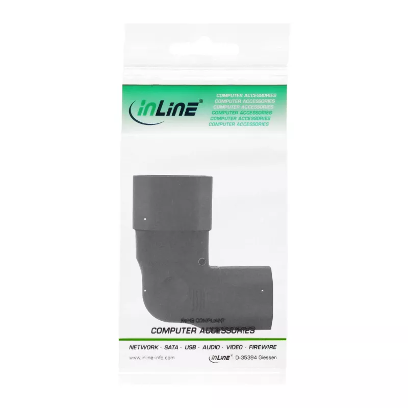 InLine virtalähdeadapteri IEC 60320 C14/C13, vasen/oikea taivutettu, 3-napainen IEC-laite