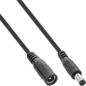InLine DC-jatkokaapeli, DC-liitin uros/naaras 5,5x2,1 mm, musta, 2 m