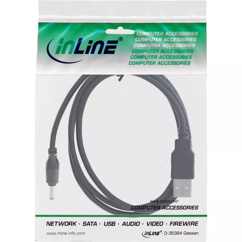 InLine USB DC -virtasovitinkaapeli, USB A uros - DC 3,5x1,35 mm, 3 m