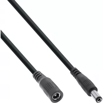 InLine DC-jatkokaapeli, DC-liitin/naaras 5,5x2,5 mm, AWG 18, musta, 0,5 m