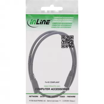 InLine DC-jatkokaapeli, DC-liitin/naaras 5,5x2,5 mm, AWG 18, musta, 0,5 m