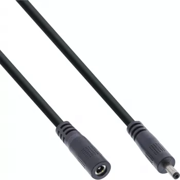 InLine DC-jatkokaapeli, DC-liitin/naaras 3,5x1,35 mm, AWG 18, musta, 2 m