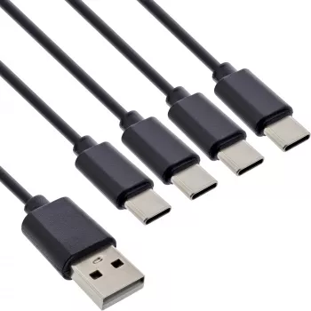InLine USB 4in1 Y-latauskaapeli, 1x USB-A uros - 4x USB-C uros, musta, 2 m