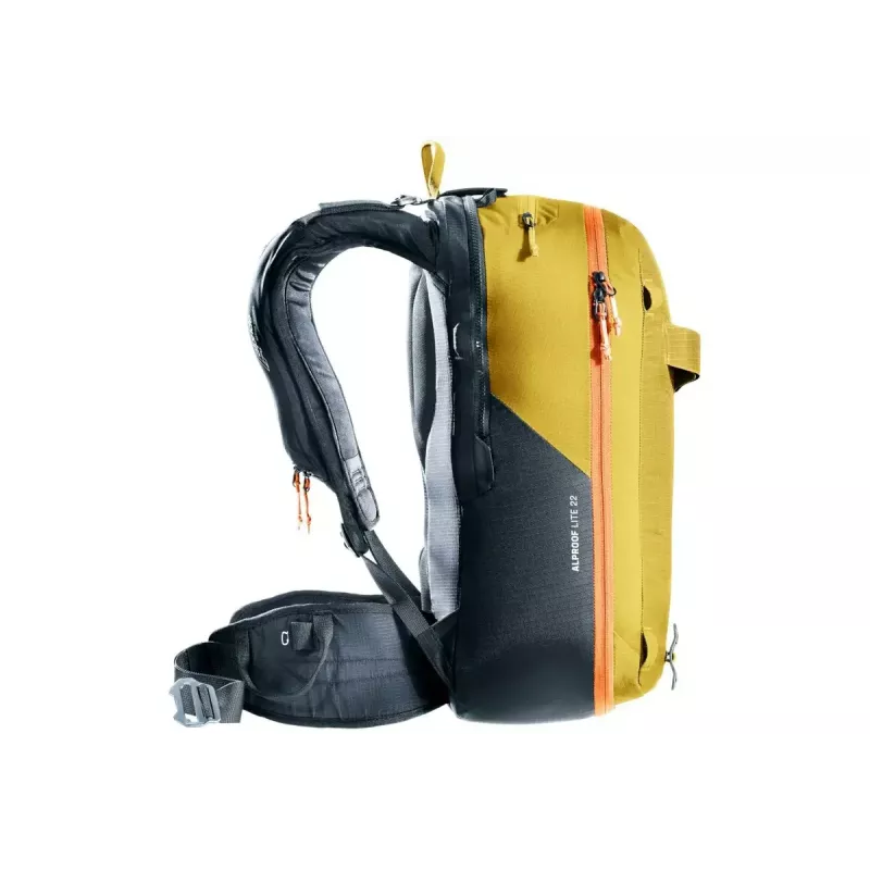 Lumivyöryreppu DEUTER Alproof Lite 22 – 22 L, kurkuma/musta, kevyt, luotettava