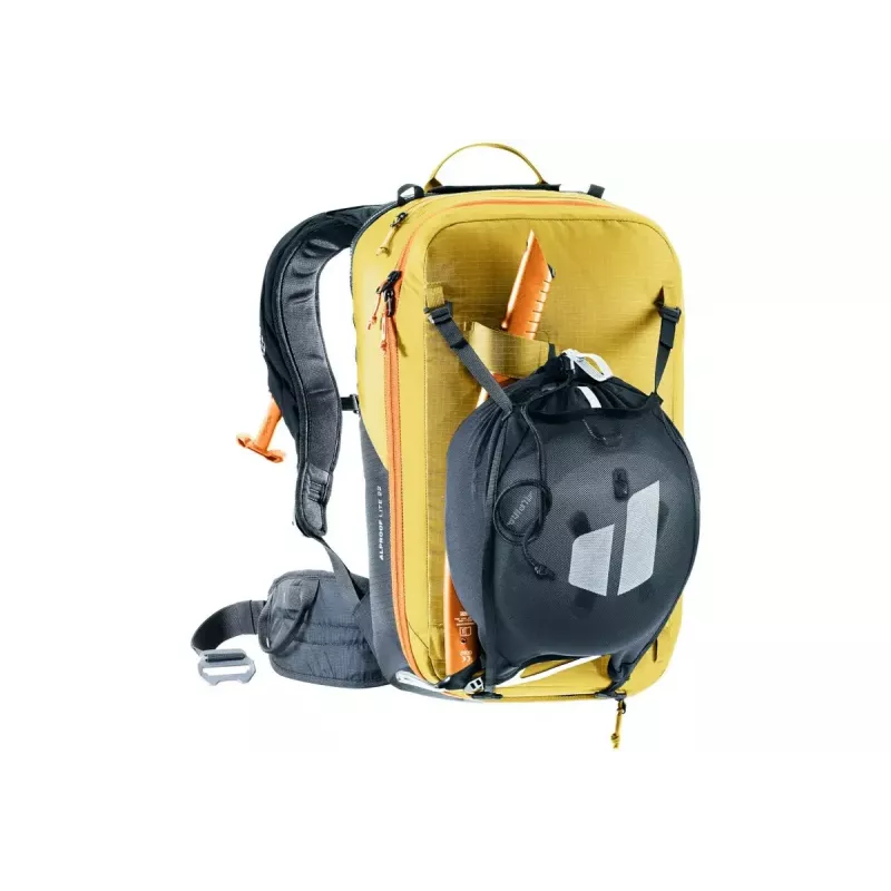 Lumivyöryreppu DEUTER Alproof Lite 22 – 22 L, kurkuma/musta, kevyt, luotettava