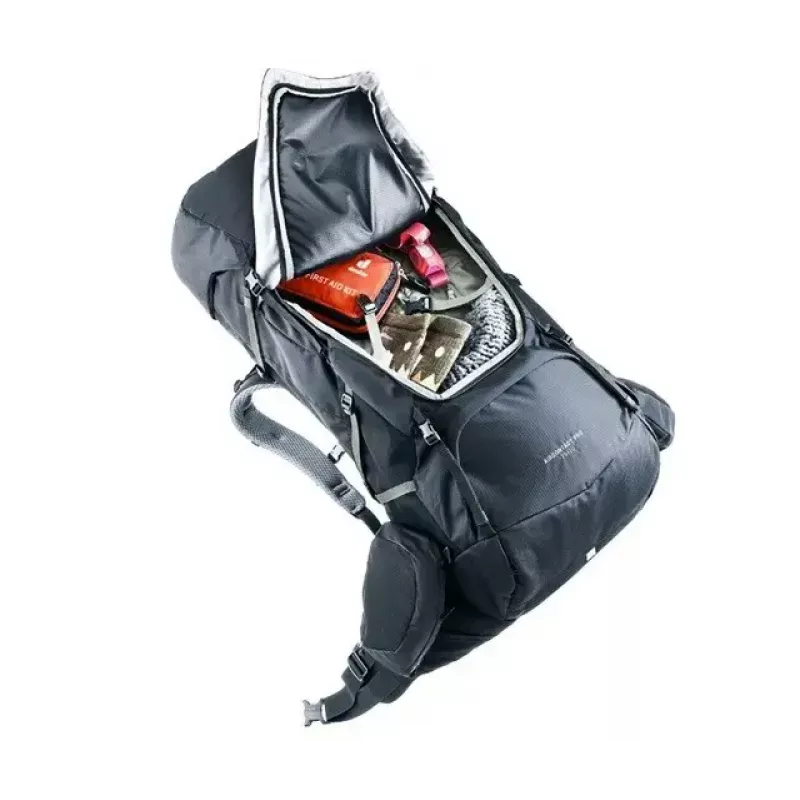 Reppu DEUTER Aircontact Pro 75+10 — 75+10 l tilavuus, musta, kestävä vedenpitävä