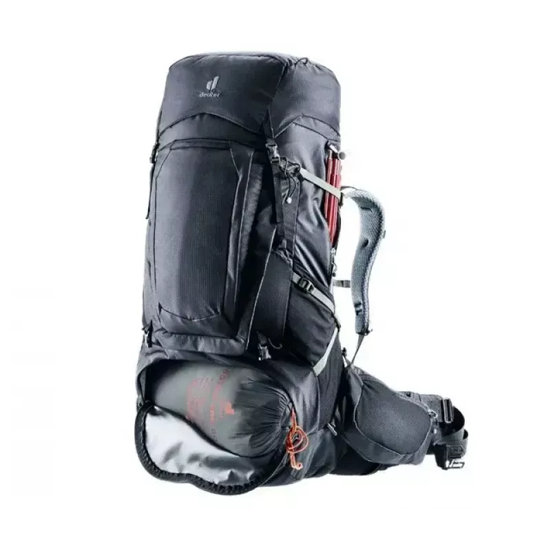 Reppu DEUTER Aircontact Pro 75+10 — 75+10 l tilavuus, musta, kestävä vedenpitävä