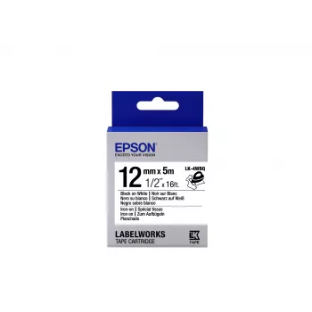 Epson tarranauha Iron on LK-4WBQ musta/valkoinen 12 mm (5 m)