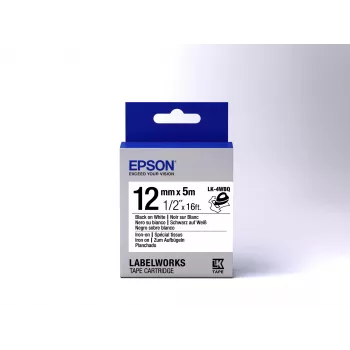 Epson tarranauha Iron on LK-4WBQ musta/valkoinen 12 mm (5 m)