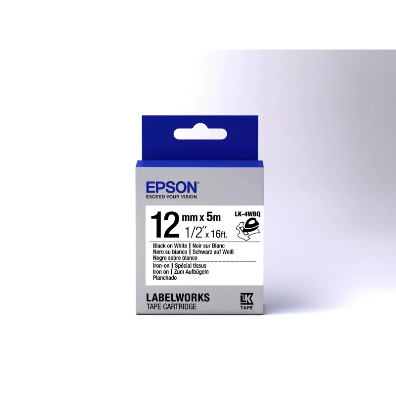 Epson tarranauha Iron on LK-4WBQ musta/valkoinen 12 mm (5 m)