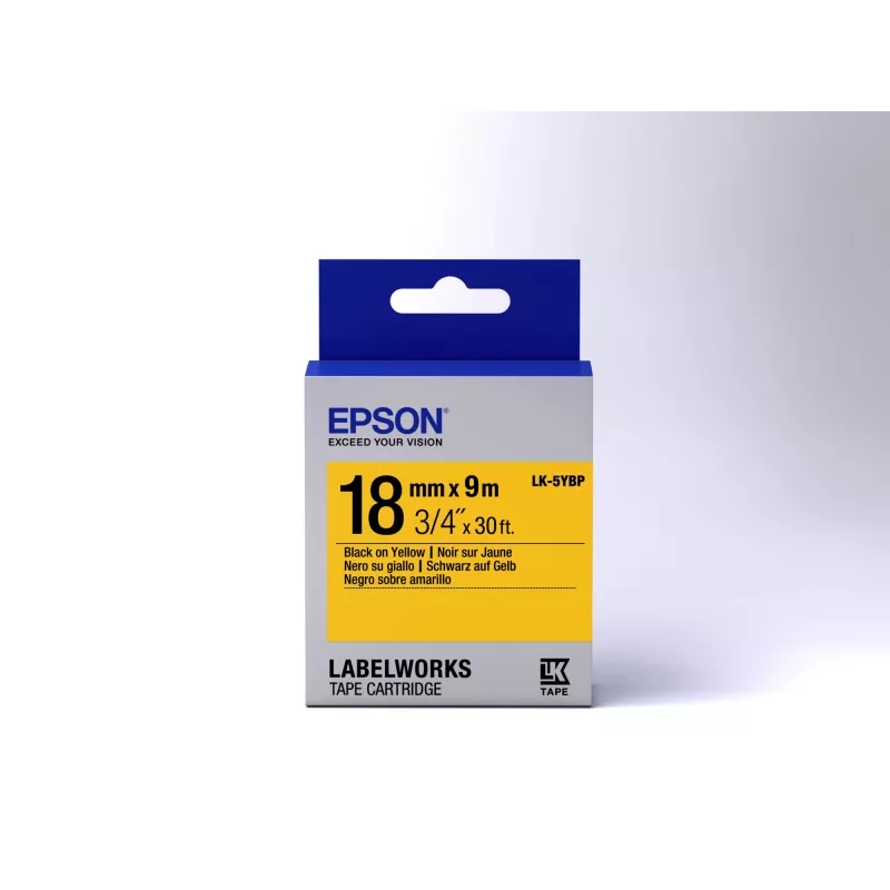 Epson tarranauha Pastel LK-5YBP musta/keltainen 18 mm (9 m)