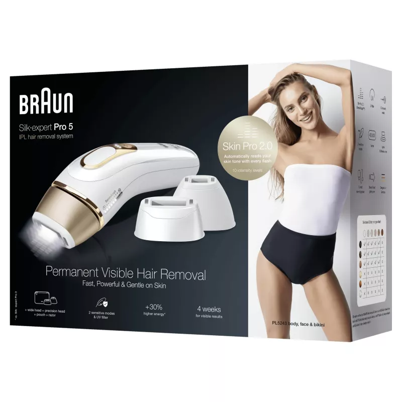 Braun Silk-expert Pro 5 PL5243 Intense Pulsed Light (IPL) kulta, valkoinen
