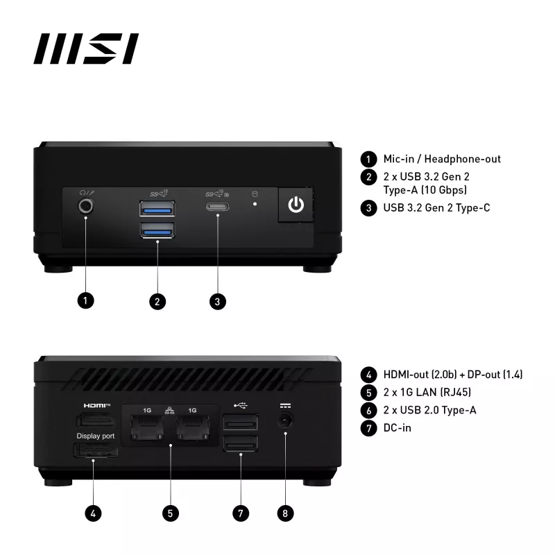 MSI Cubi N ADL-006DE Intel® N N200 4 GB DDR4-SDRAM 128 GB SSD Windows 11 Pro -minitietokone musta